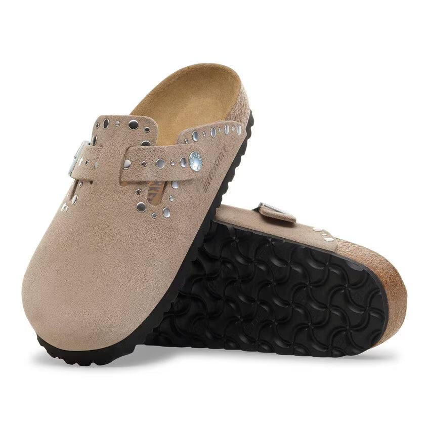 Boston Rivets Suede Leather - Taupe (Women)