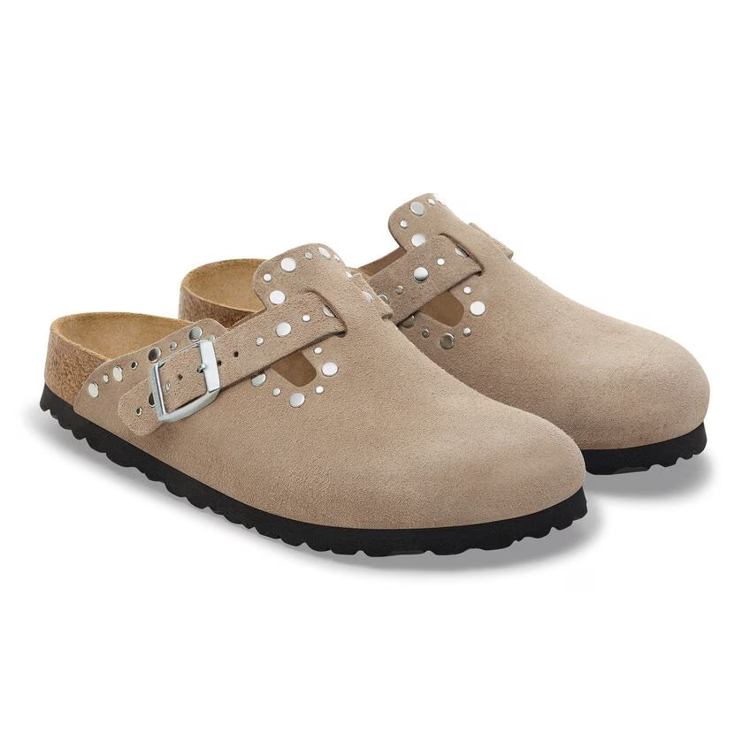 Boston Rivets Suede Leather - Taupe (Women)