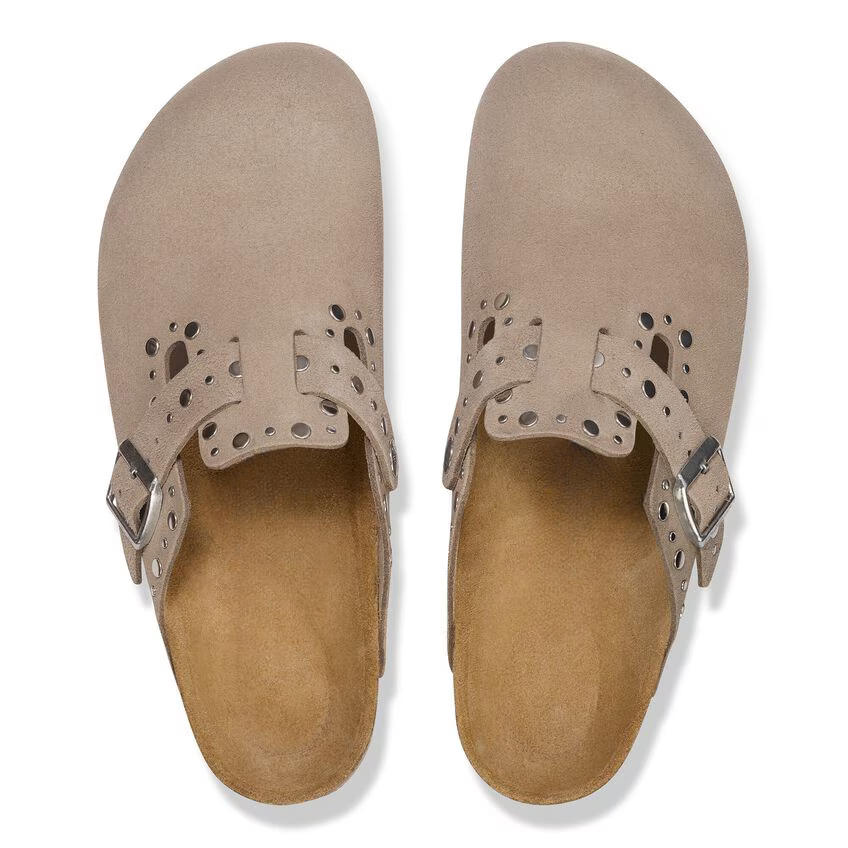 Boston Rivets Suede Leather - Taupe (Women)