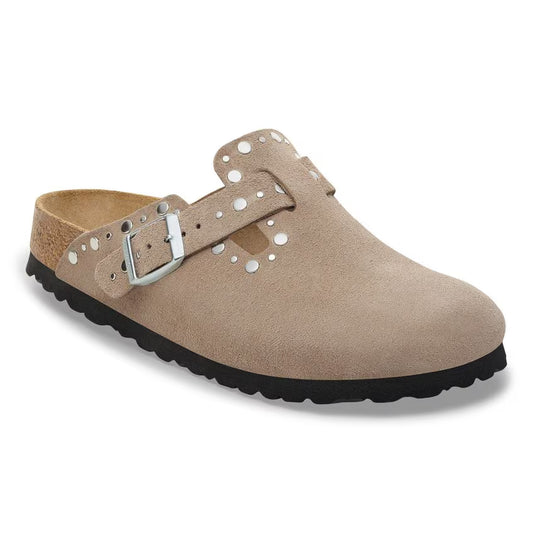Boston Rivets Suede Leather - Taupe (Women)