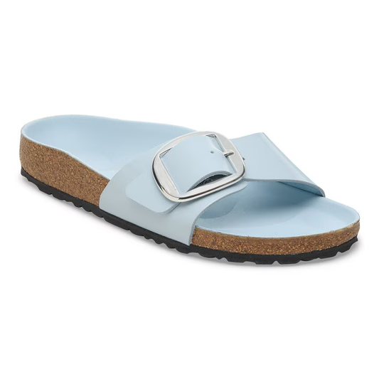 Madrid Big Buckle Natural Leather Patent - High Shine Baby Blue (Women)